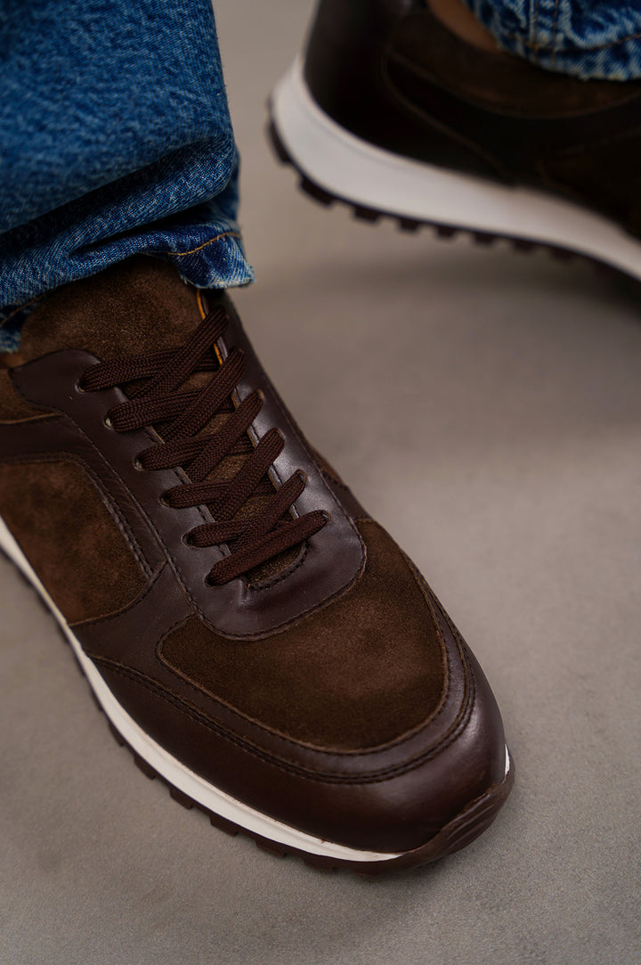 COFFEE CASUAL LEATHER SNEAKERS