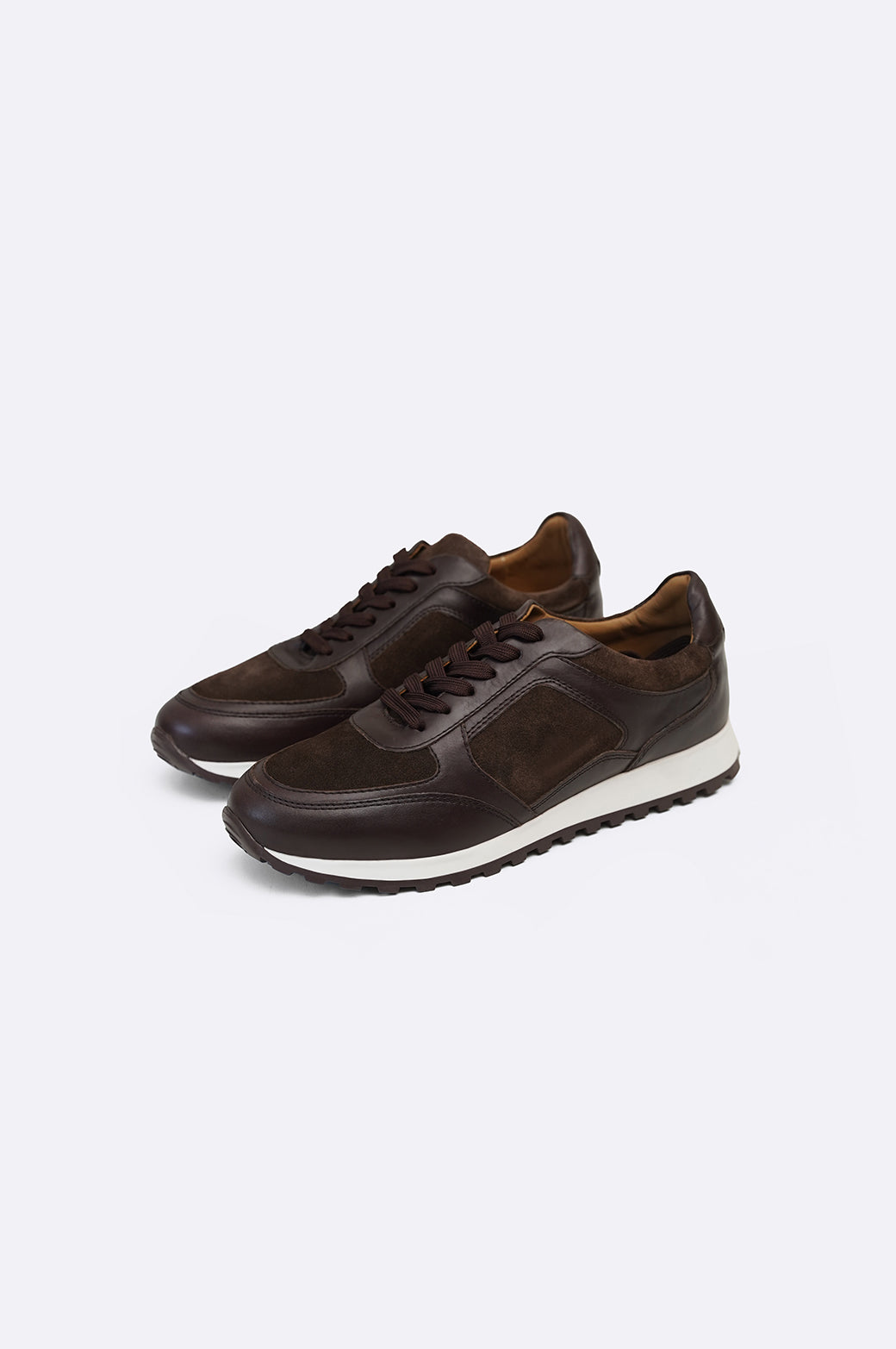 COFFEE CASUAL LEATHER SNEAKERS