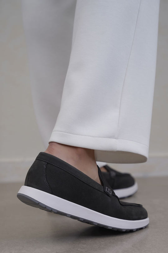 DARK GREY AIR LEATHER LOAFERS