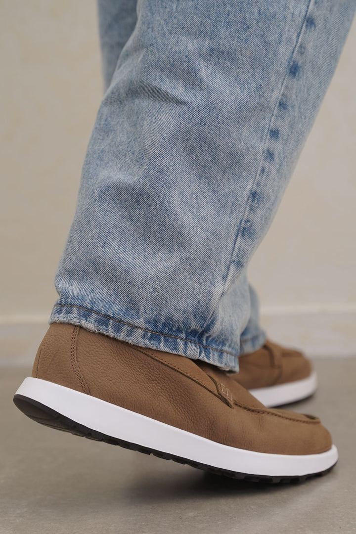 TAUPE AIR LEATHER LOAFERS