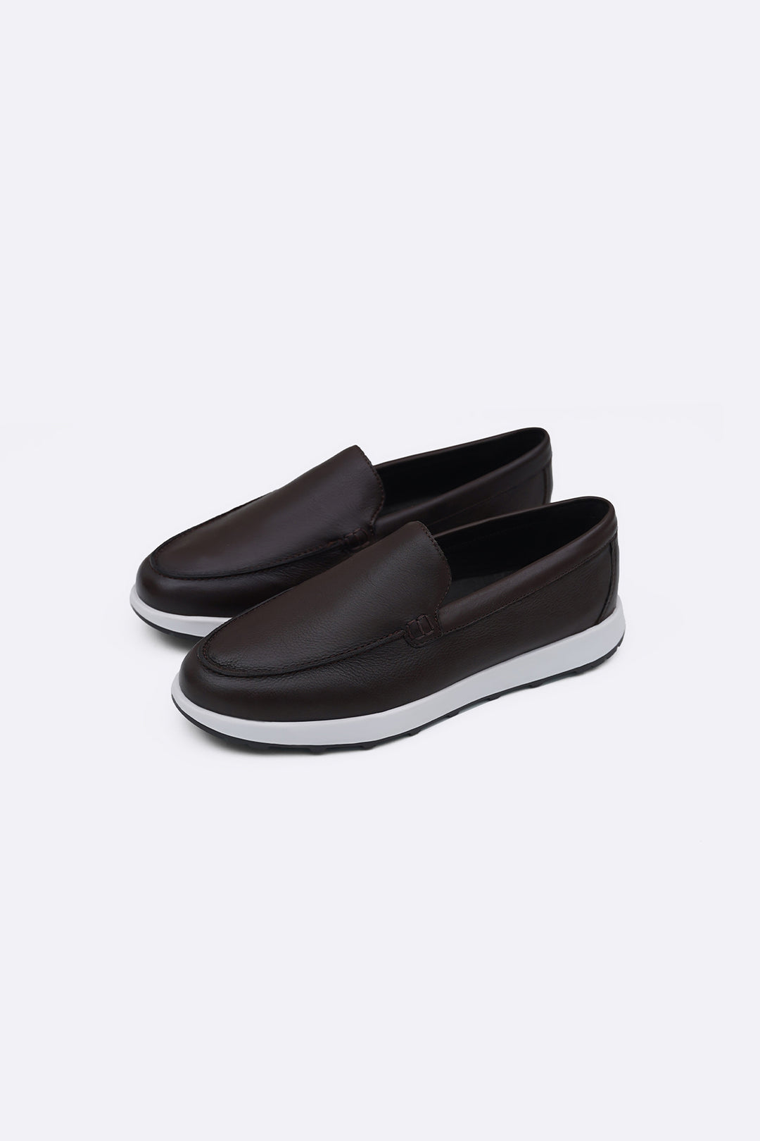 COFFEE AIR LEATHER LOAFERS