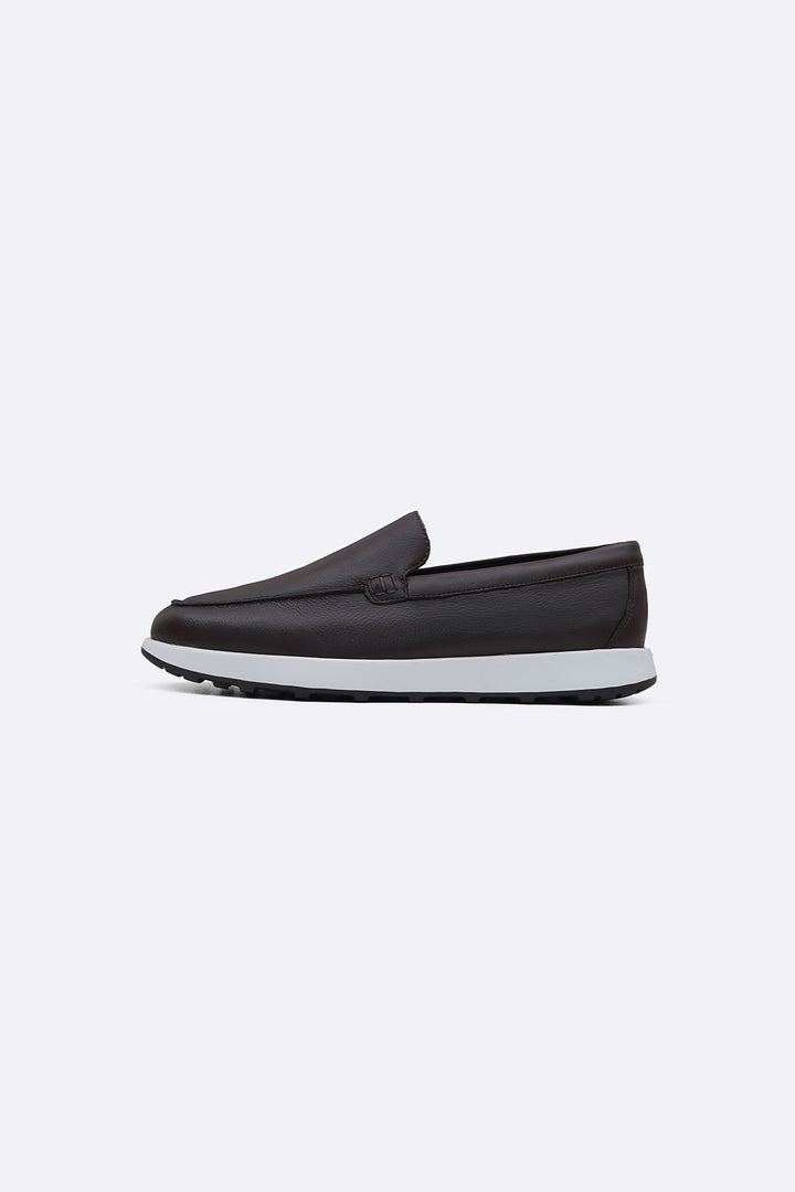 COFFEE AIR LEATHER LOAFERS
