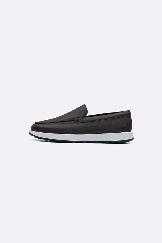 COFFEE AIR LEATHER LOAFERS