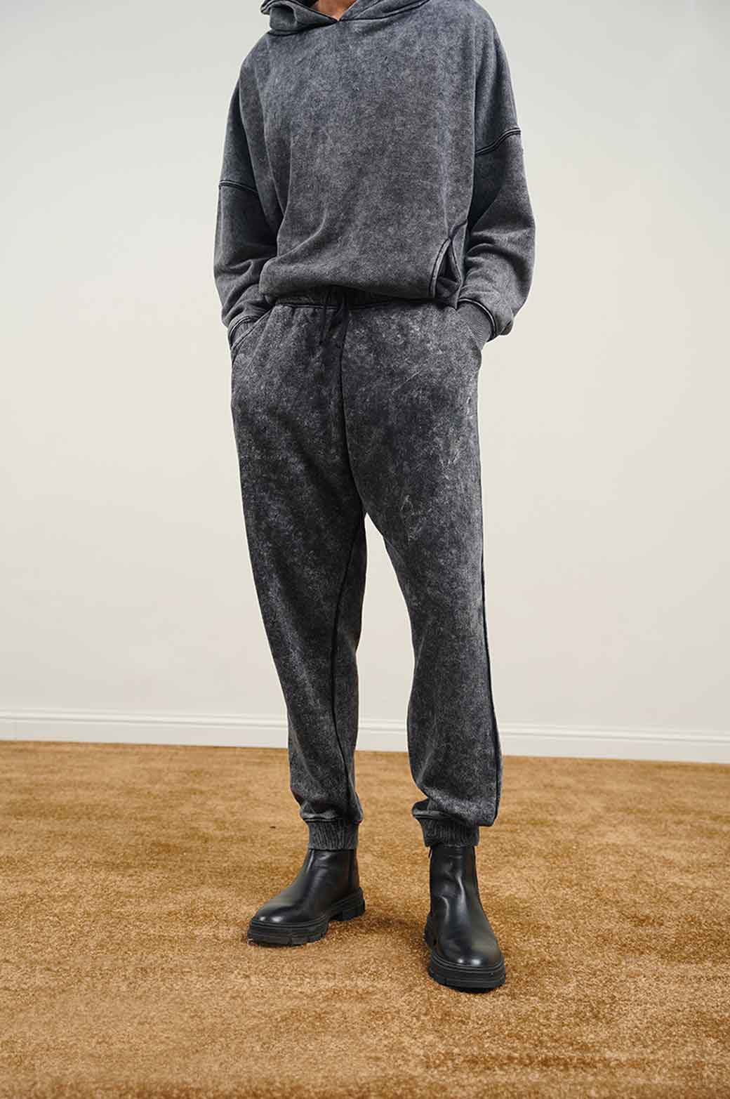 CHARCOAL MARBLE WASH JOGGER PANT