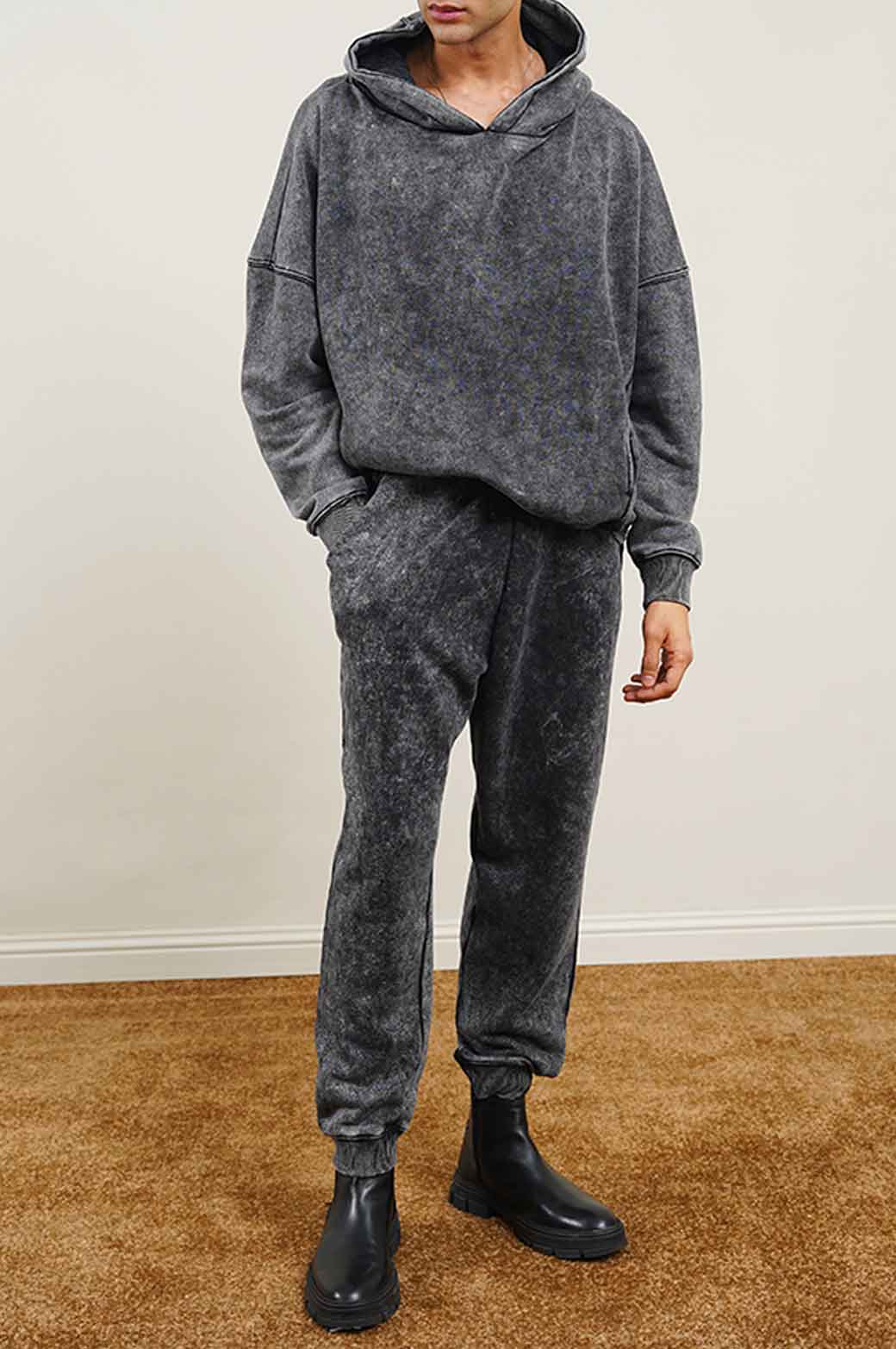 CHARCOAL MARBLE WASH HOODIE