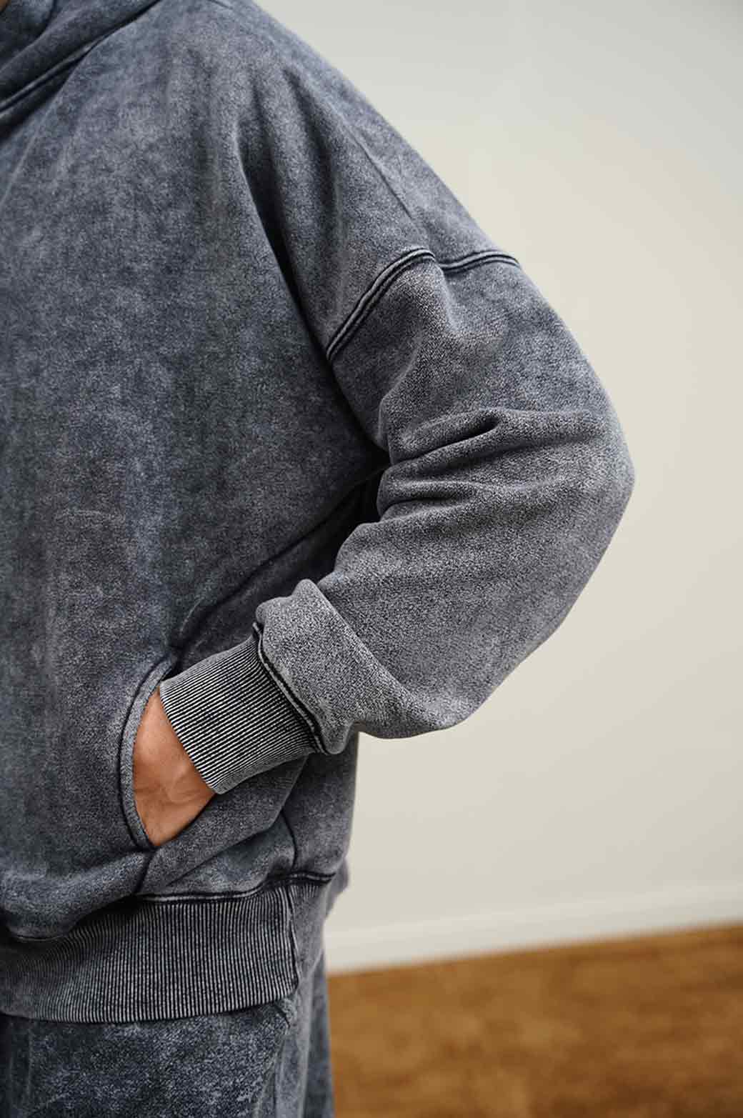 CHARCOAL MARBLE WASH HOODIE