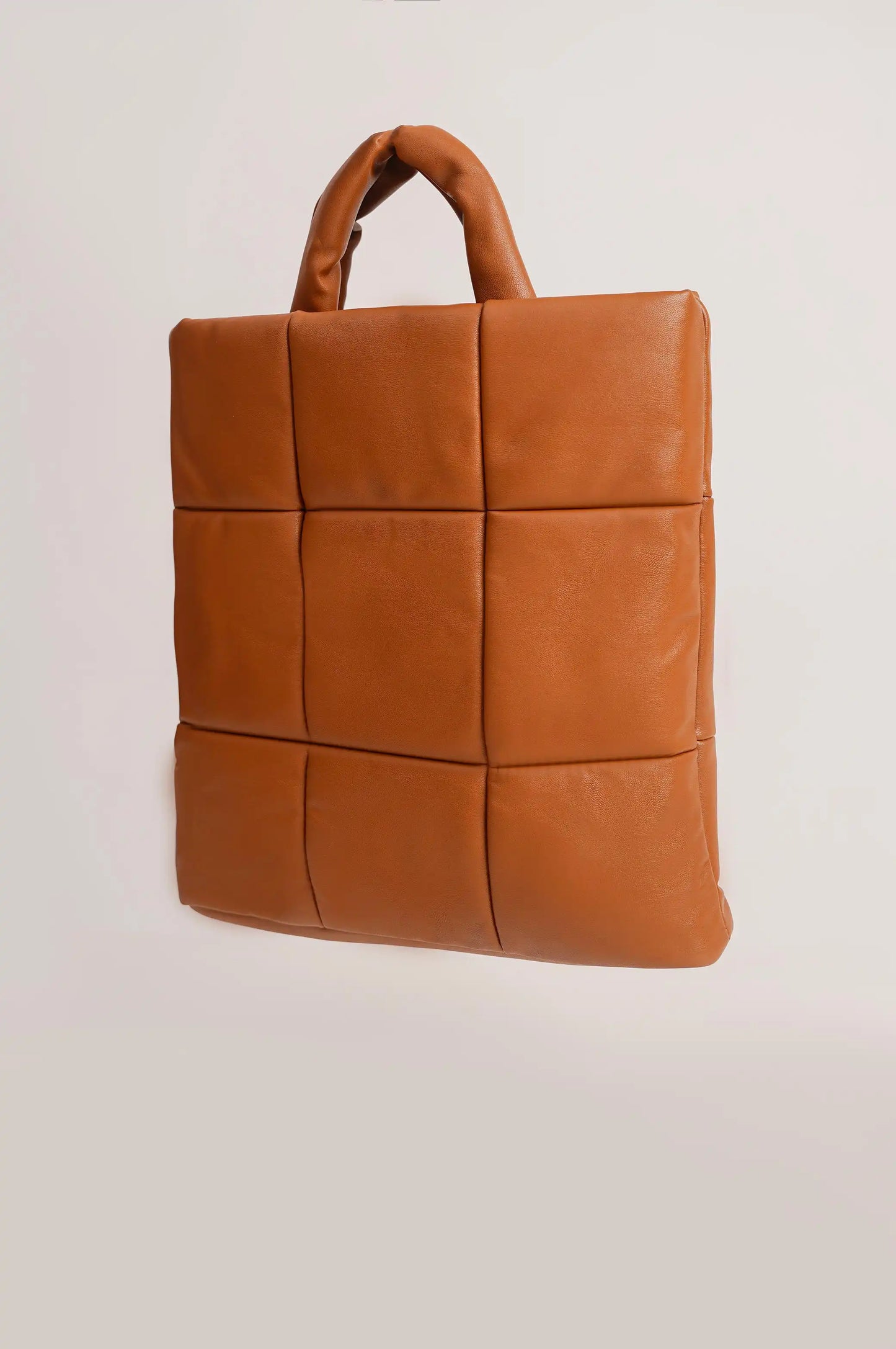 BROWN QUILTED TOTE