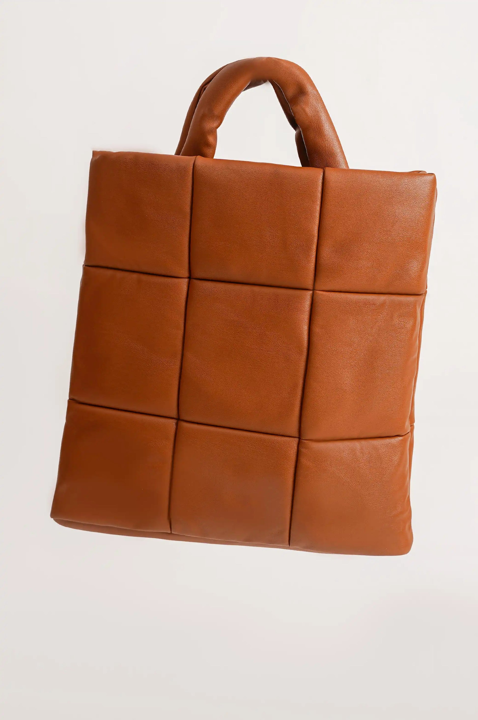 BROWN QUILTED TOTE
