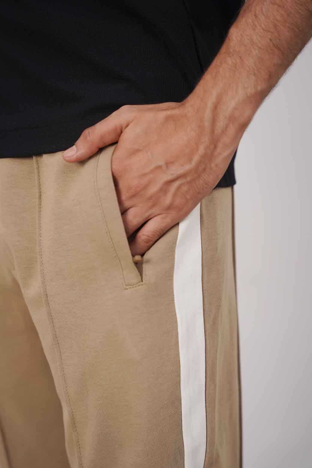 khaki TROUSER WITH SIDE PANEL