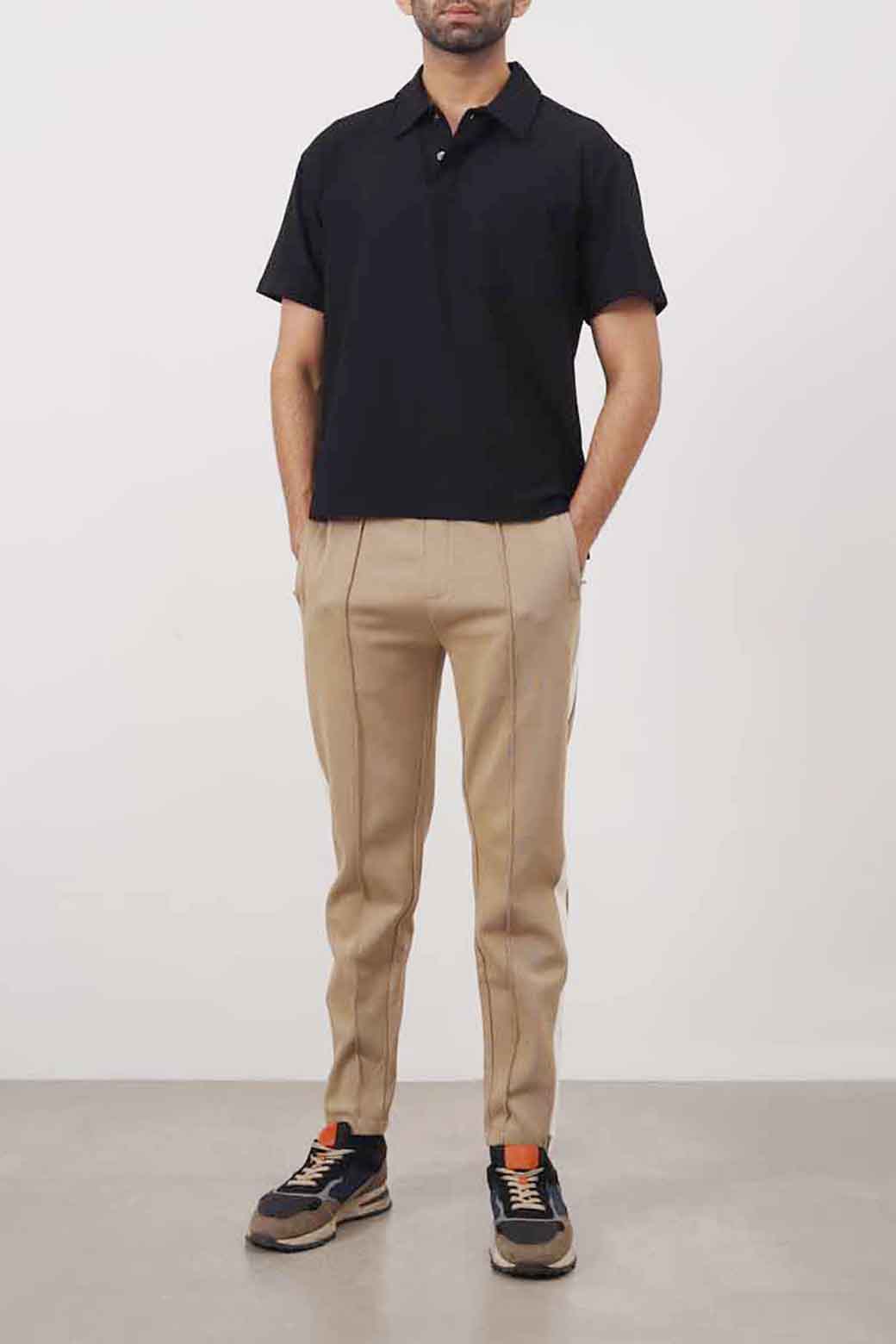 khaki TROUSER WITH SIDE PANEL