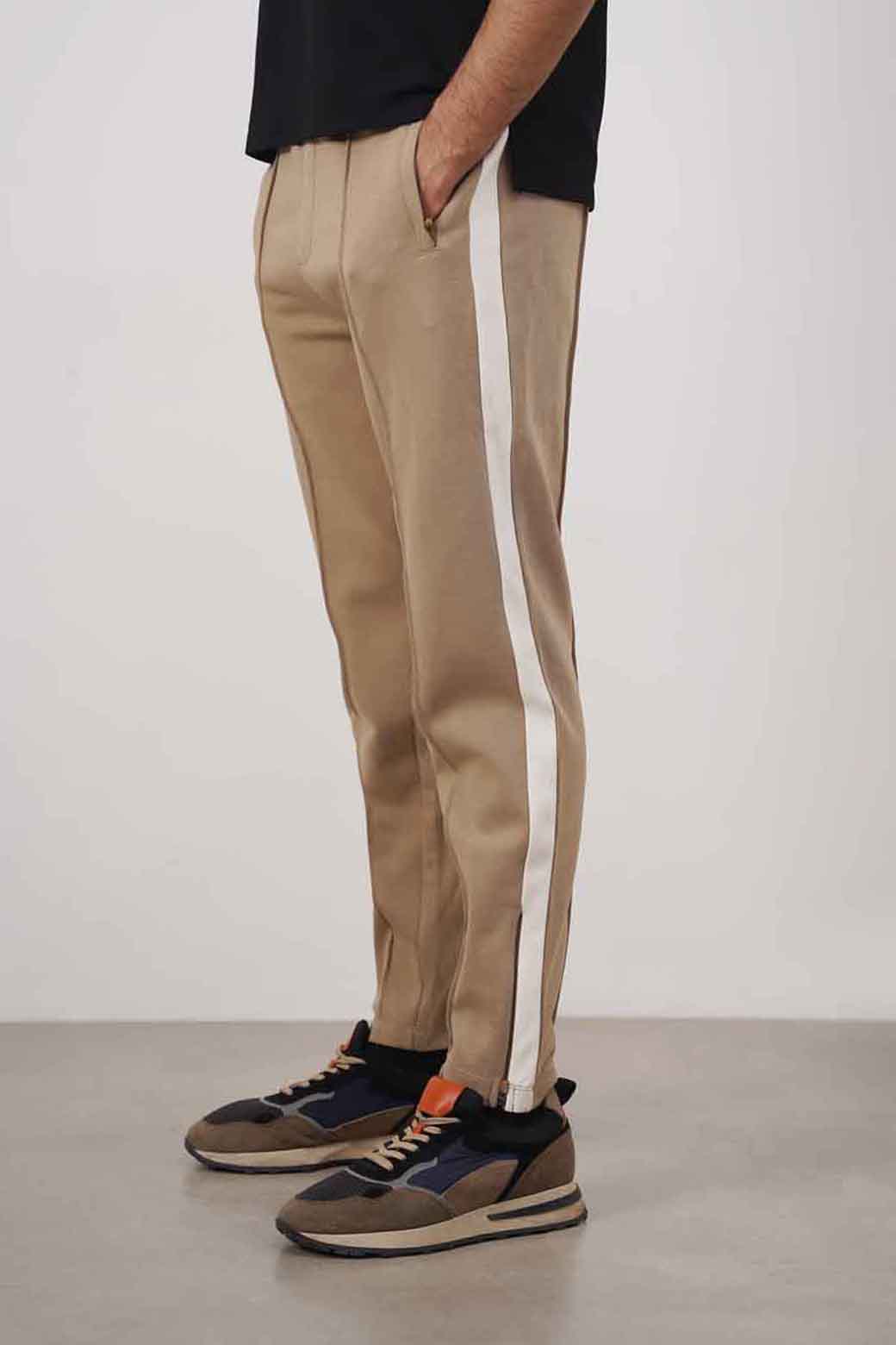 khaki TROUSER WITH SIDE PANEL