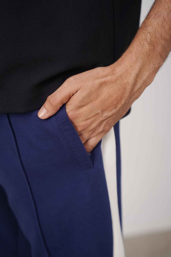 NAVY TROUSER WITH SIDE PANEL