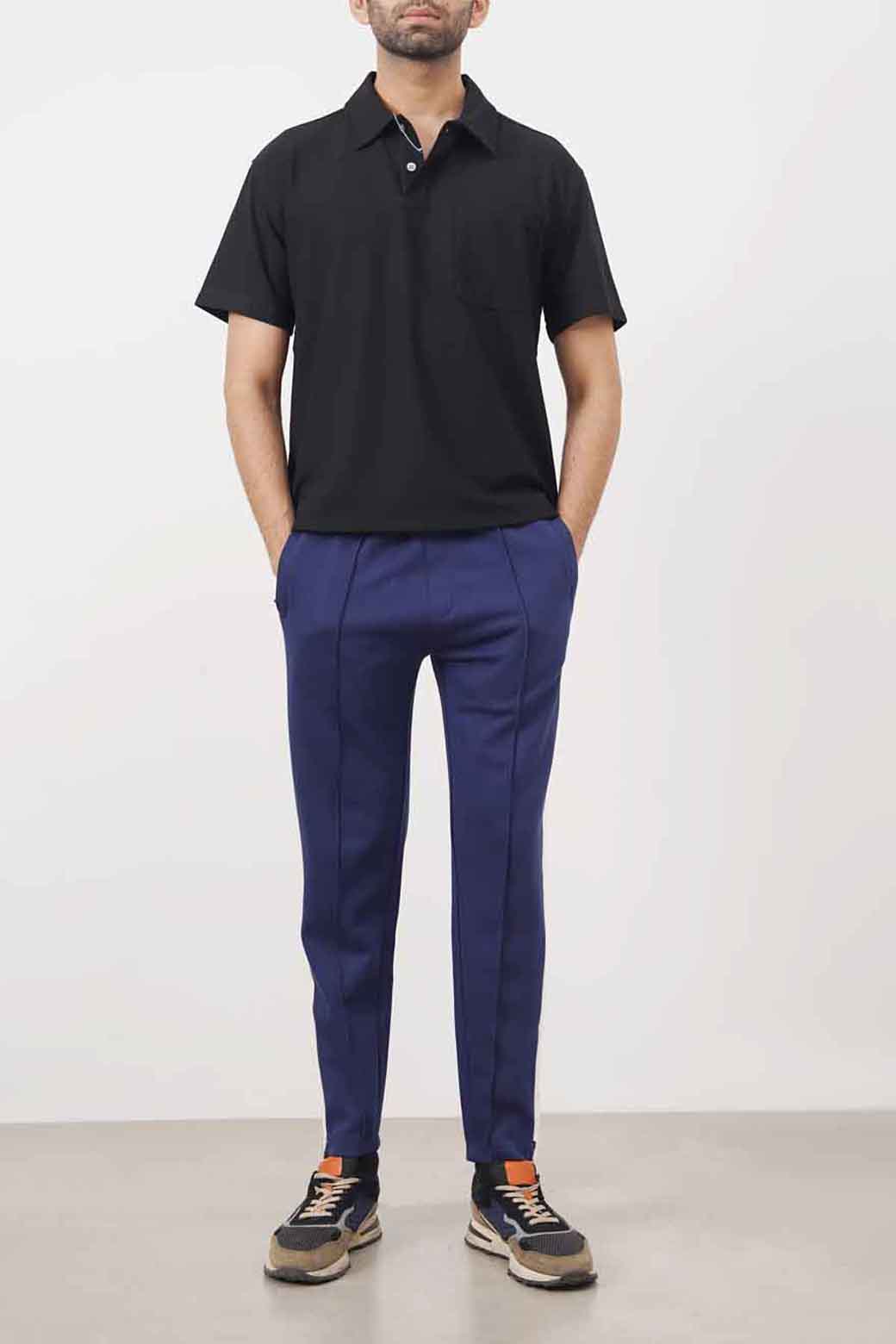NAVY TROUSER WITH SIDE PANEL
