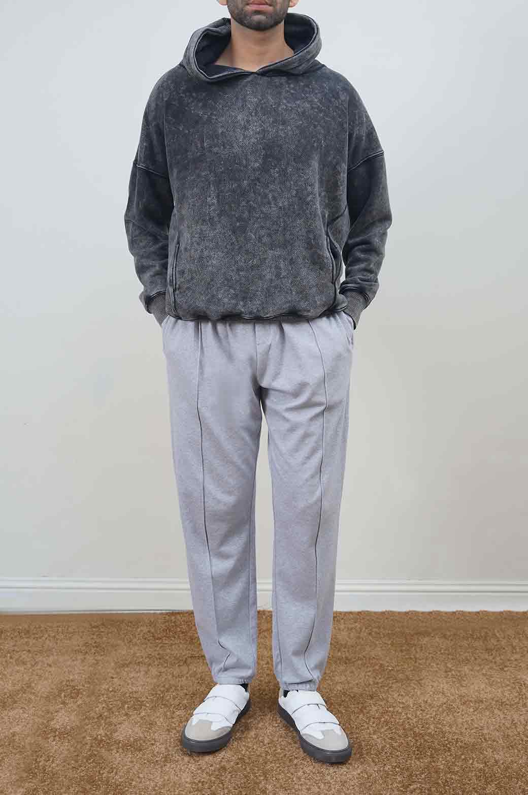 HEATHER GREY PLEATED JOGGER PANT