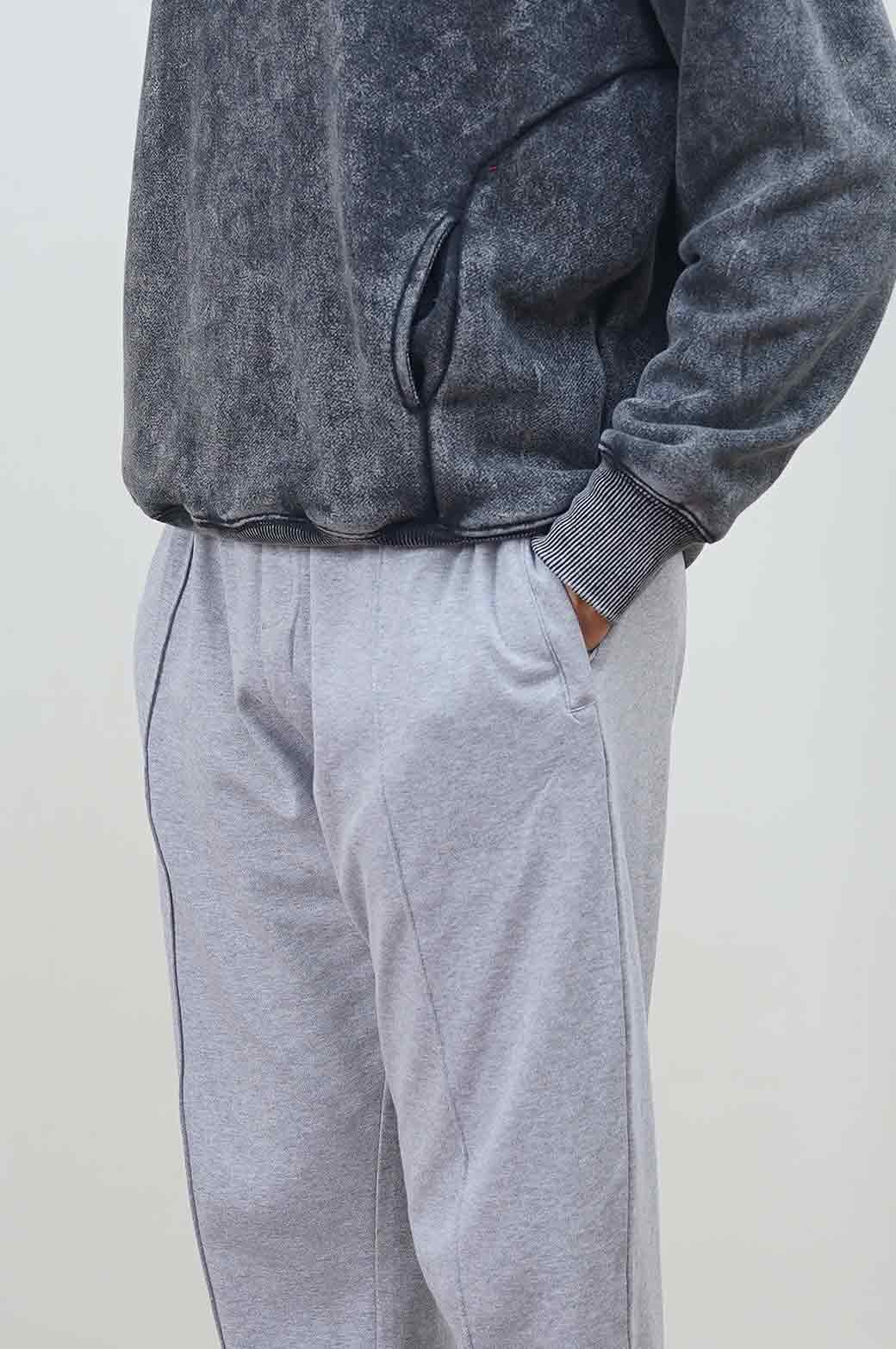 HEATHER GREY PLEATED JOGGER PANT