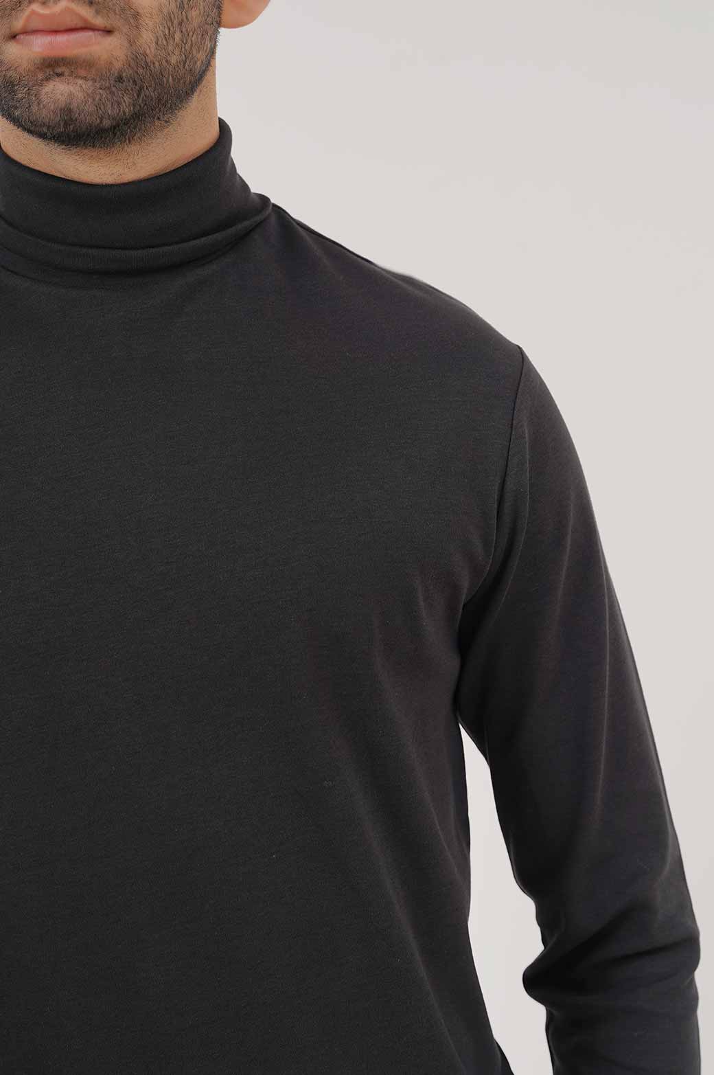 BLACK HIGH NECK SWEATSHIRT