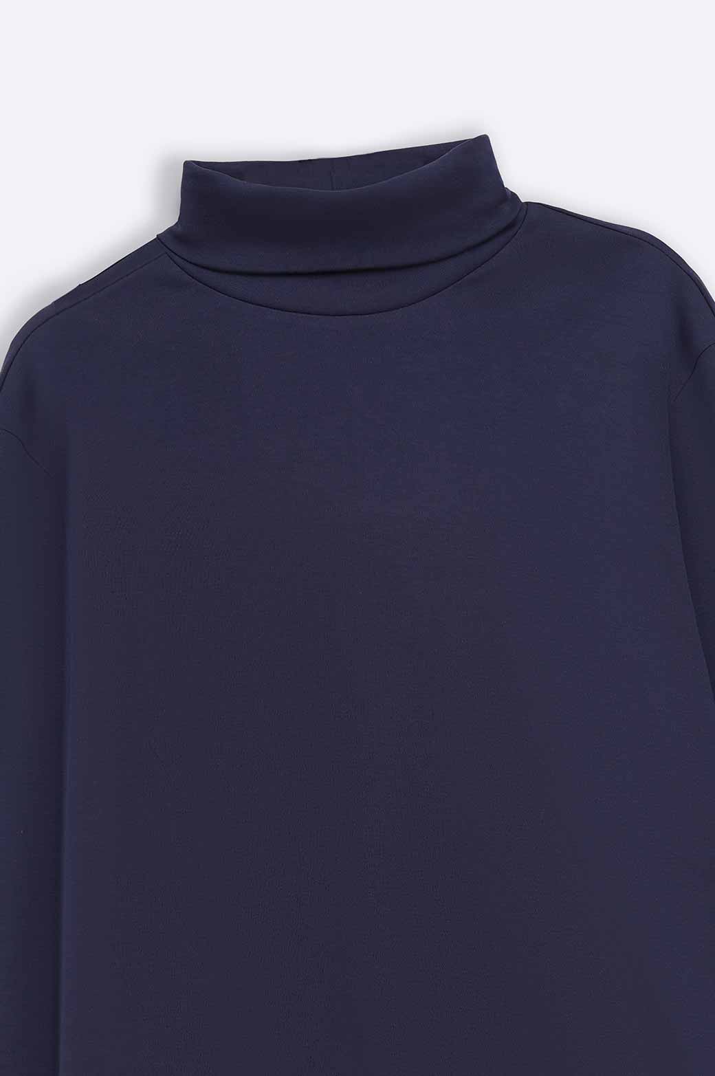 NAVY HIGH NECK SWEATSHIRT