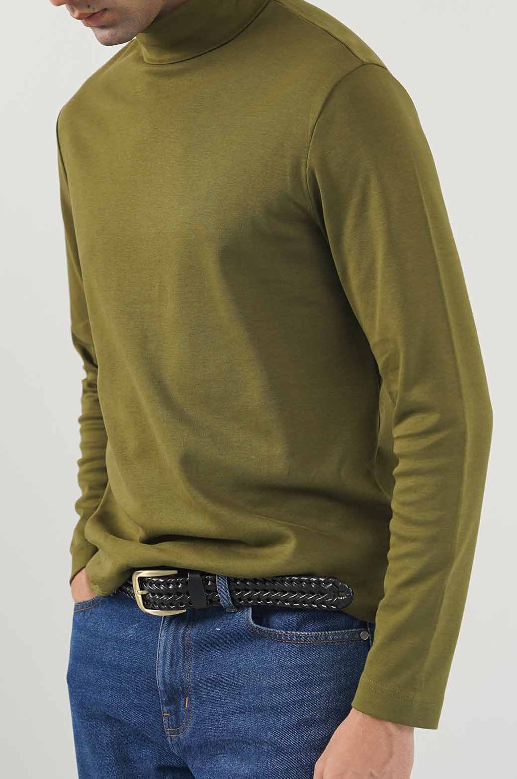 OLIVE HIGH NECK SWEATSHIRT