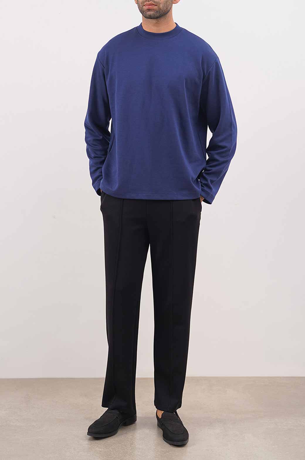 MID NIGHT BLUE HIGH CREW SWEATSHIRT