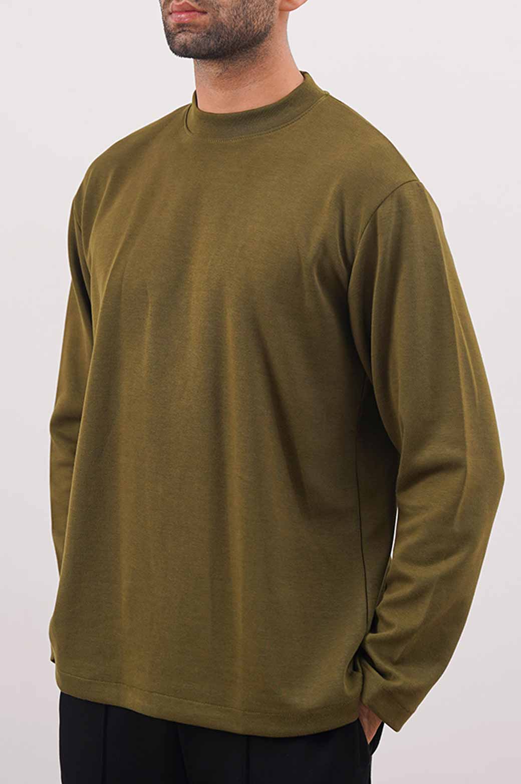 OLIVE HIGH CREW SWEATSHIRT