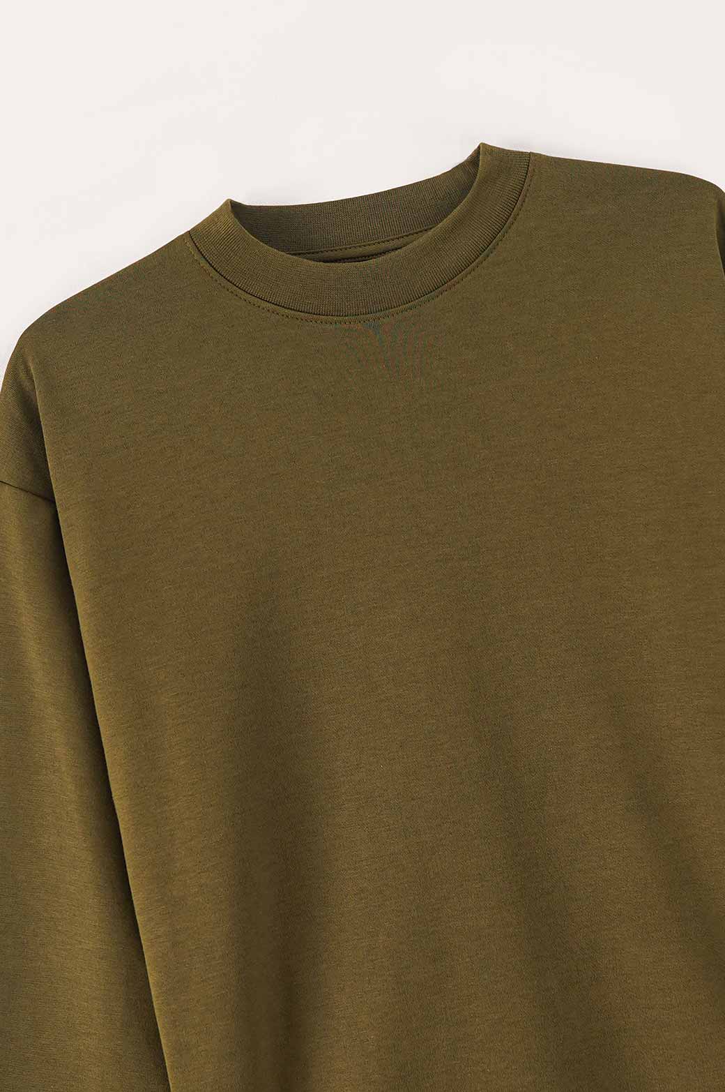OLIVE HIGH CREW SWEATSHIRT