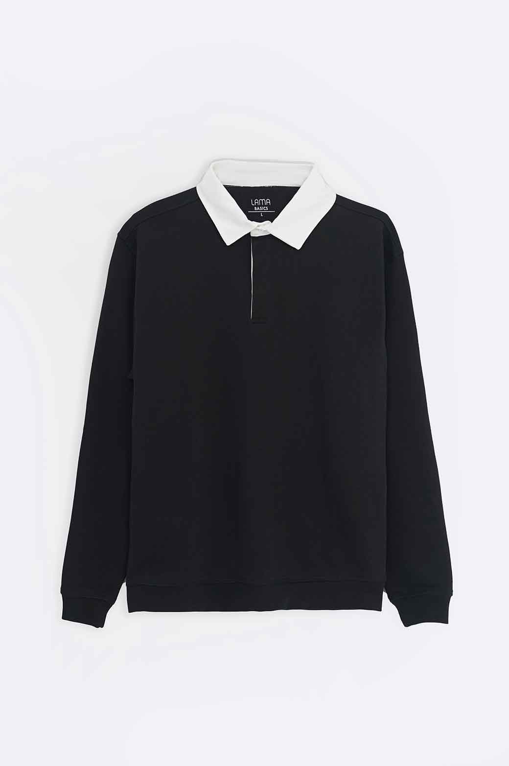 BLACK RUGBY POLO SHIRT