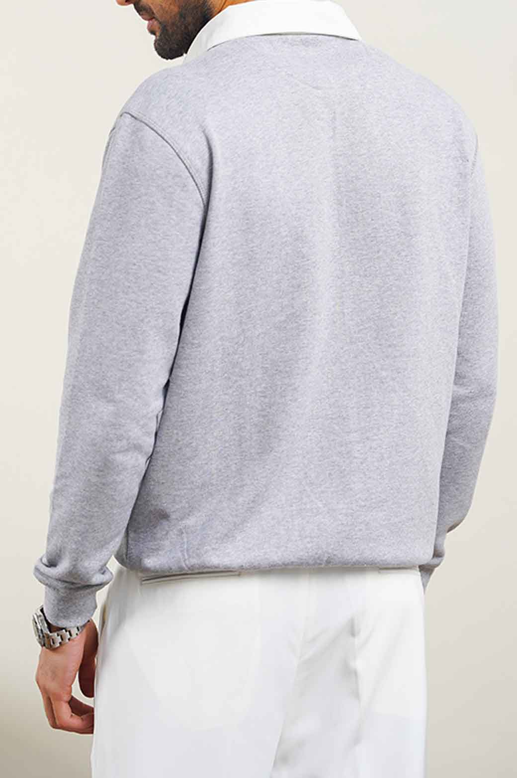 HEATHER GREY RUGBY POLO SHIRT