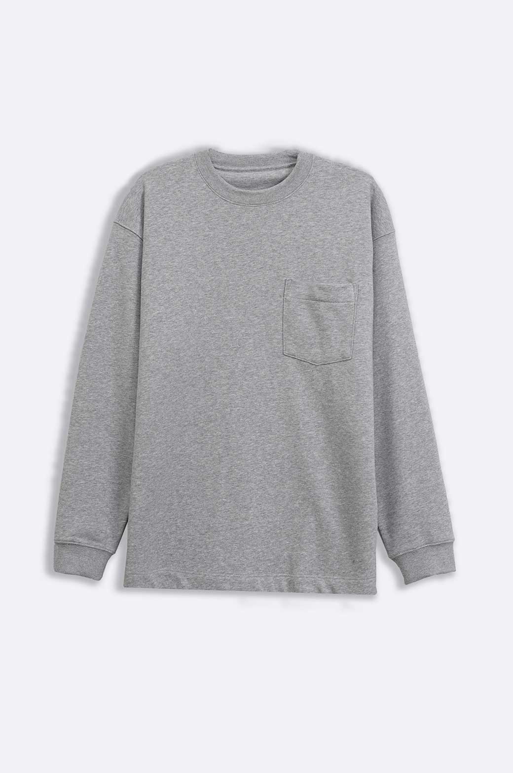 HEATHER GREY CREW WITH POCKET