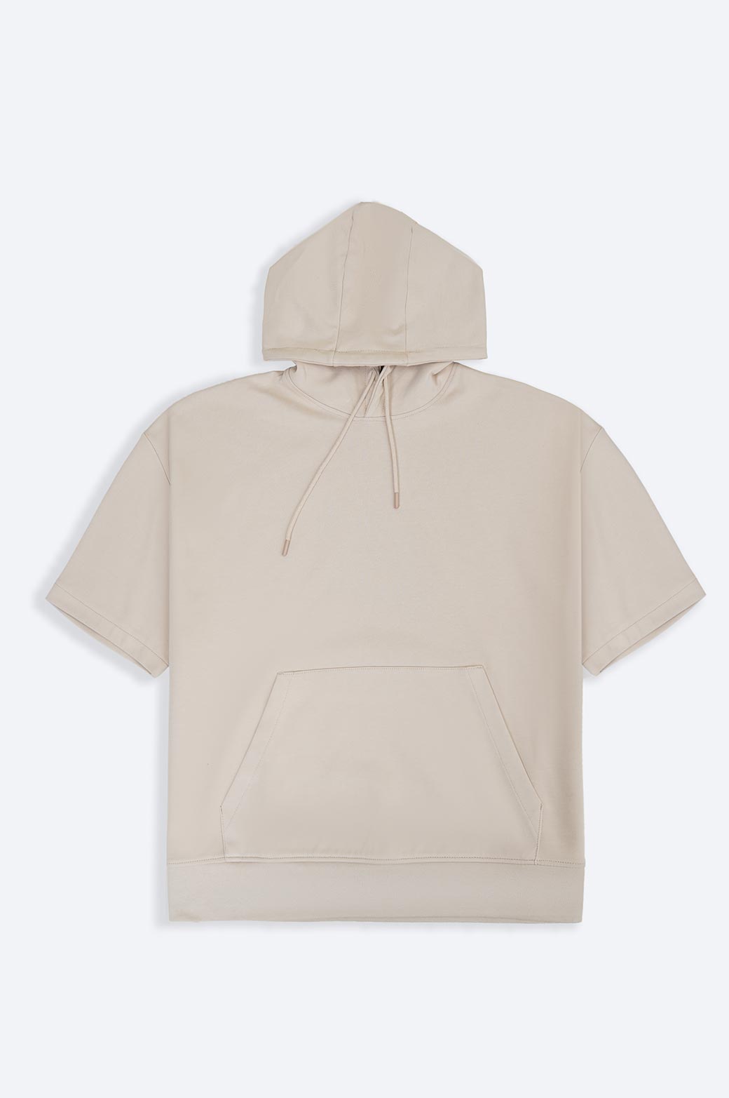 BEIGE SHORT SLEEVE HOODIE