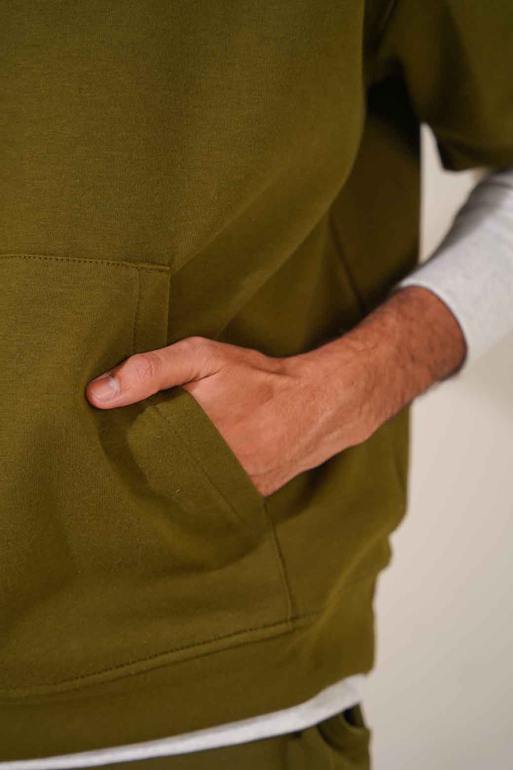 OLIVE SOFT CASUAL HOODIE