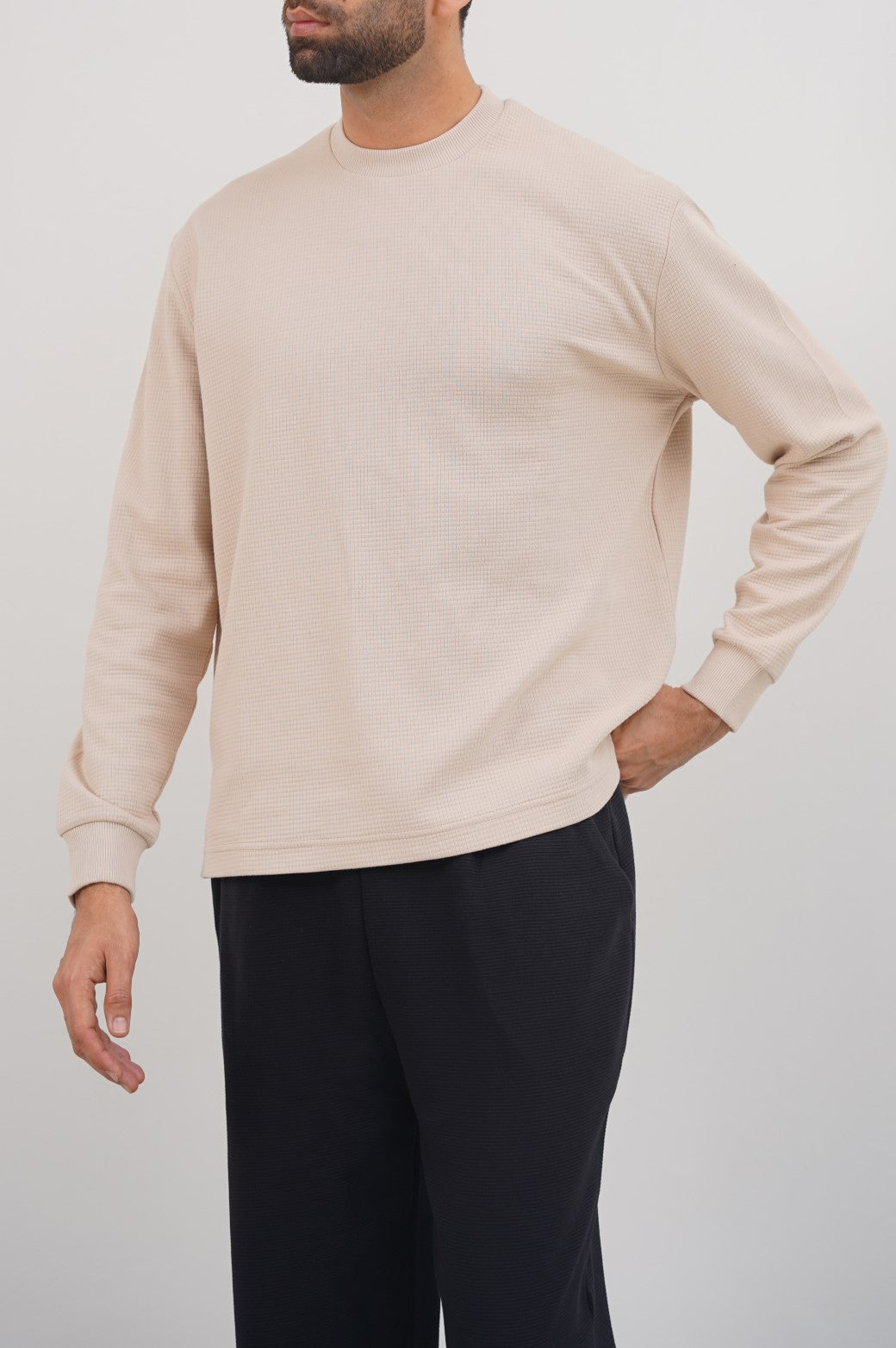 BEIGE EVERYDAY WAFFLE SWEATSHIRT