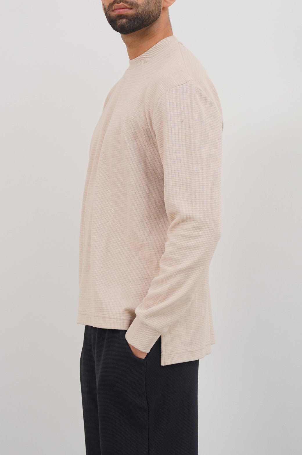 BEIGE EVERYDAY WAFFLE SWEATSHIRT