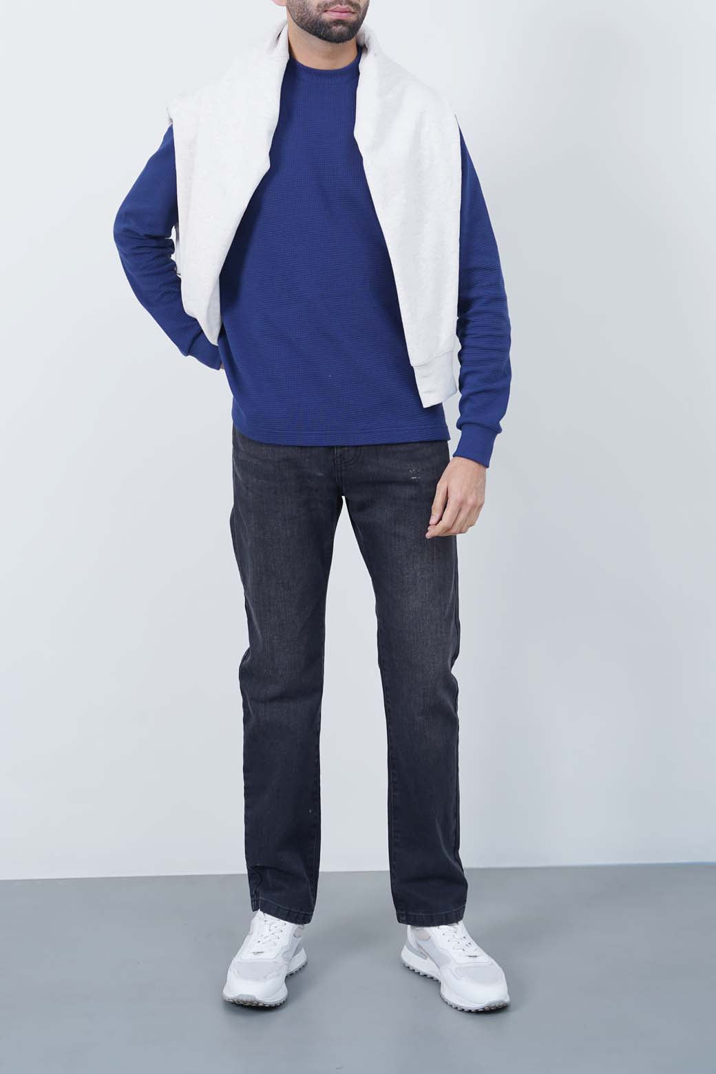 MIDNIGHT BLUE EVERYDAY WAFFLE SWEATSHIRT