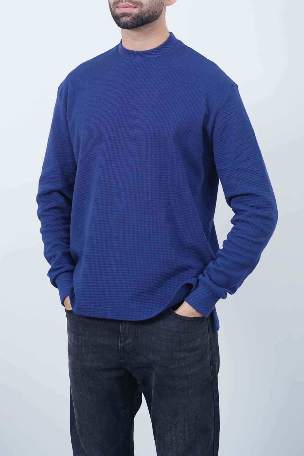 MIDNIGHT BLUE EVERYDAY WAFFLE SWEATSHIRT