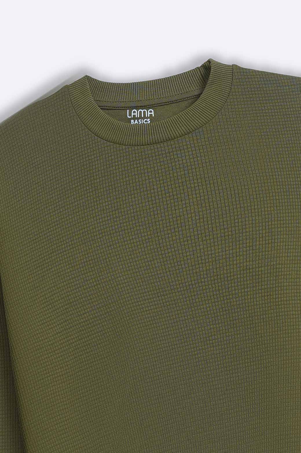 OLIVE EVERYDAY WAFFLE SWEATSHIRT