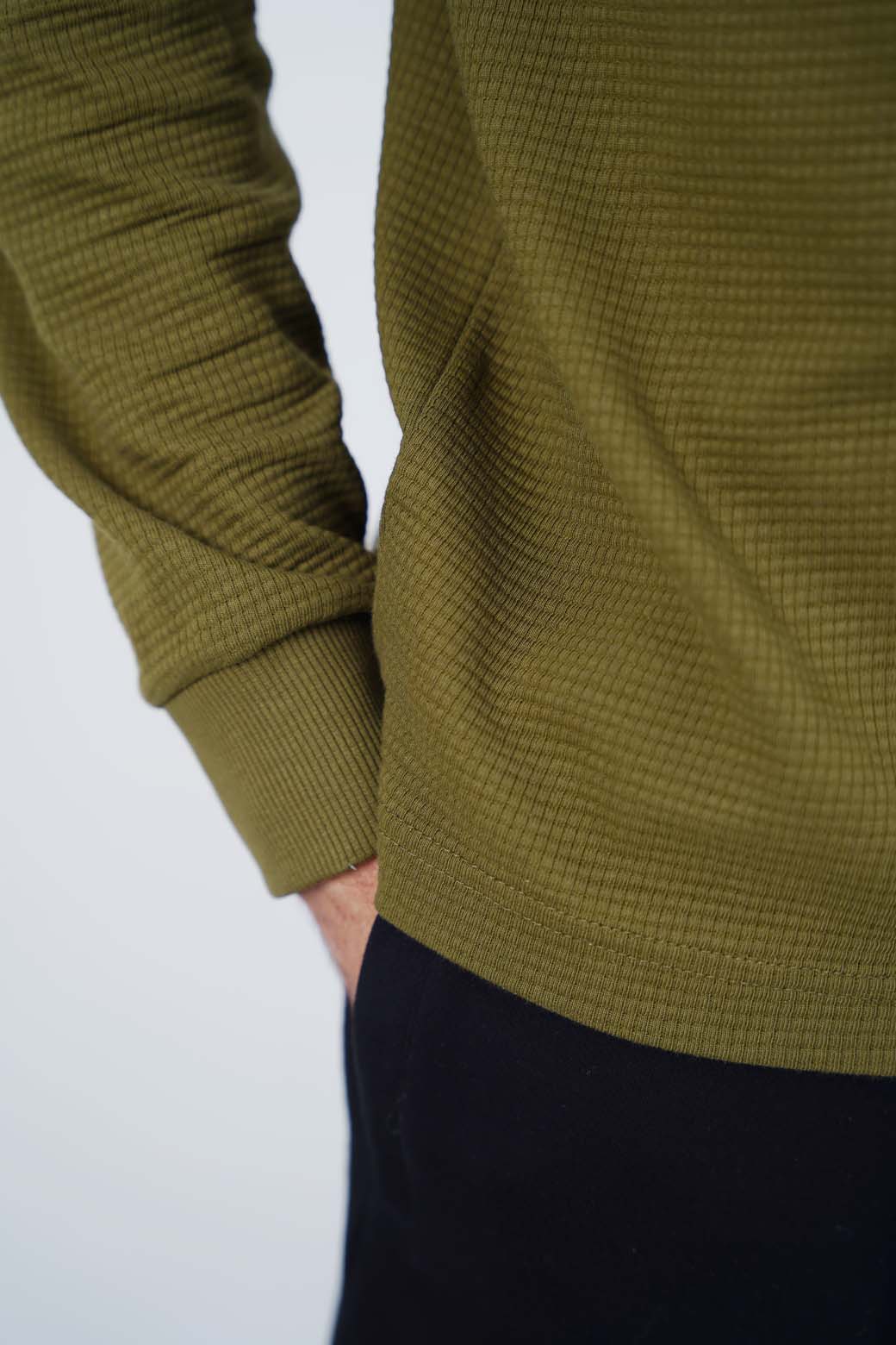 OLIVE EVERYDAY WAFFLE SWEATSHIRT