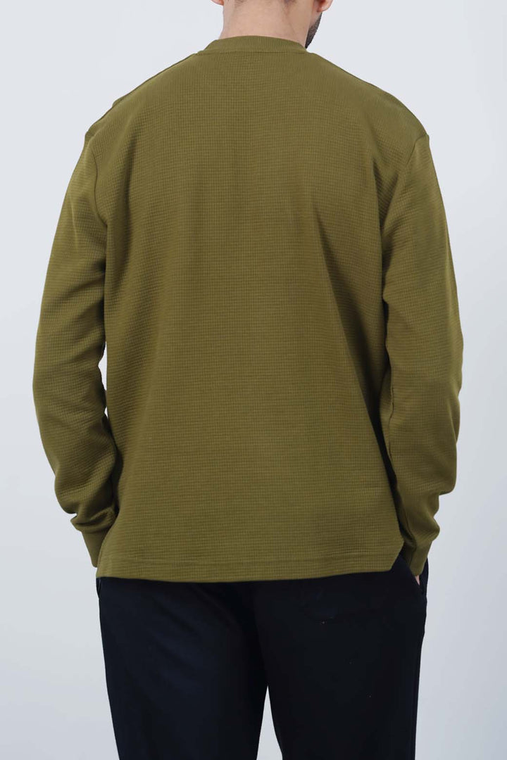 OLIVE EVERYDAY WAFFLE SWEATSHIRT