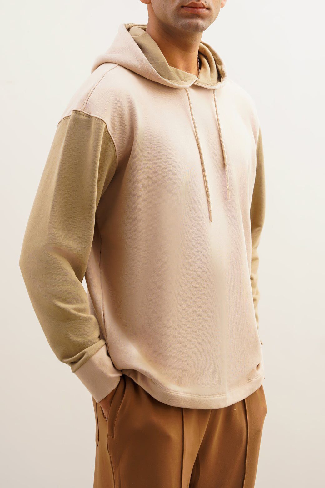 BEIGE CONTRAST HOODIE