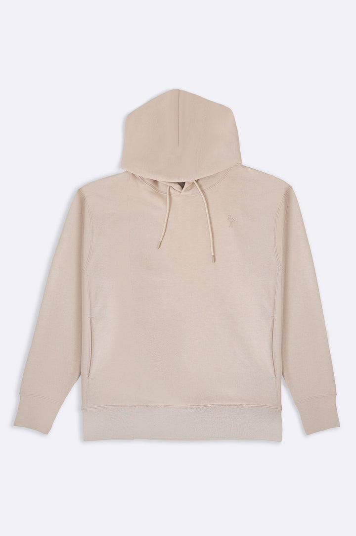 BEIGE EMBLEM PRINTED HOODIE