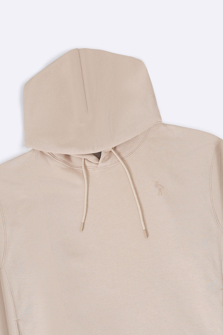 BEIGE EMBLEM PRINTED HOODIE