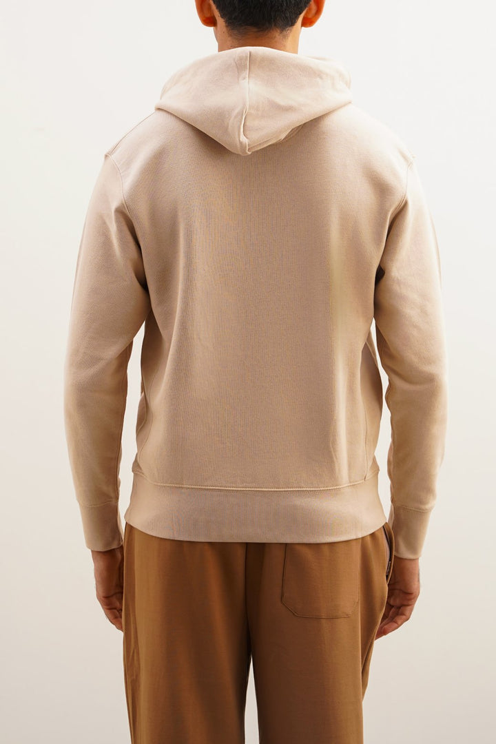 BEIGE EMBLEM PRINTED HOODIE