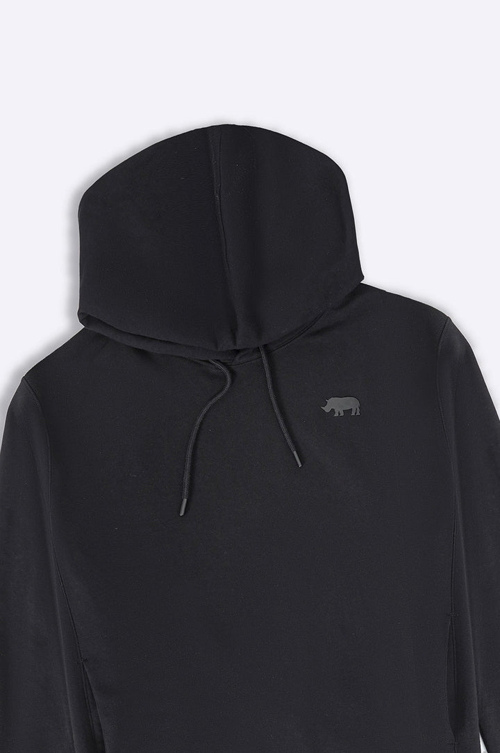 BLACK EMBLEM PRINTED HOODIE