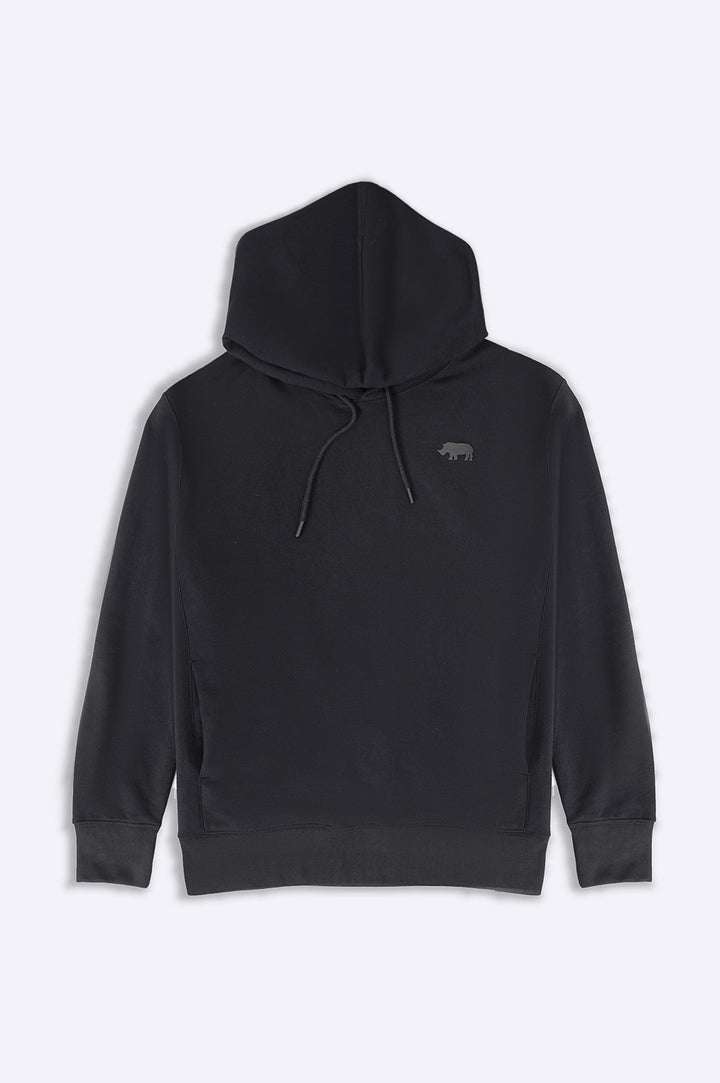 BLACK EMBLEM PRINTED HOODIE