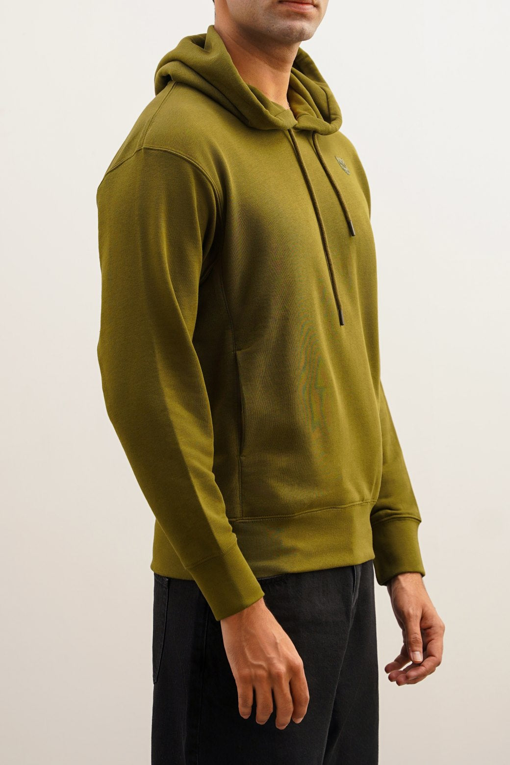 OLIVE EMBLEM PRINTED HOODIE