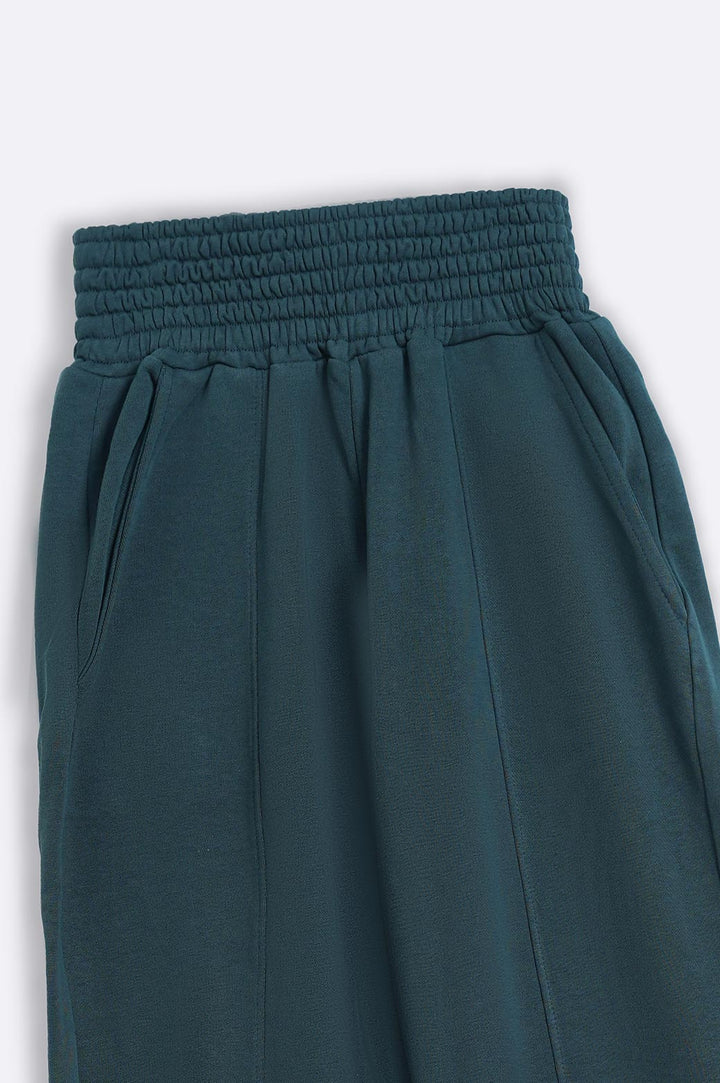 DARK GREEN TROUSER WITH ELASTICATED HEM