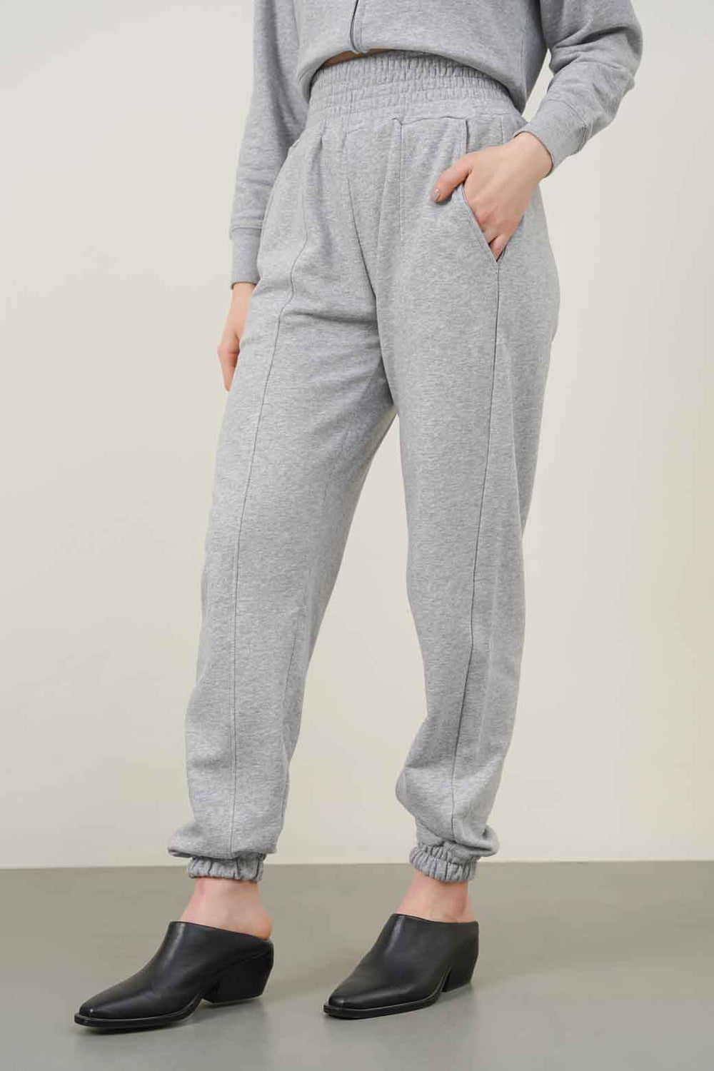 HEATHER GREY TROUSER WITH ELASTICATED HEM