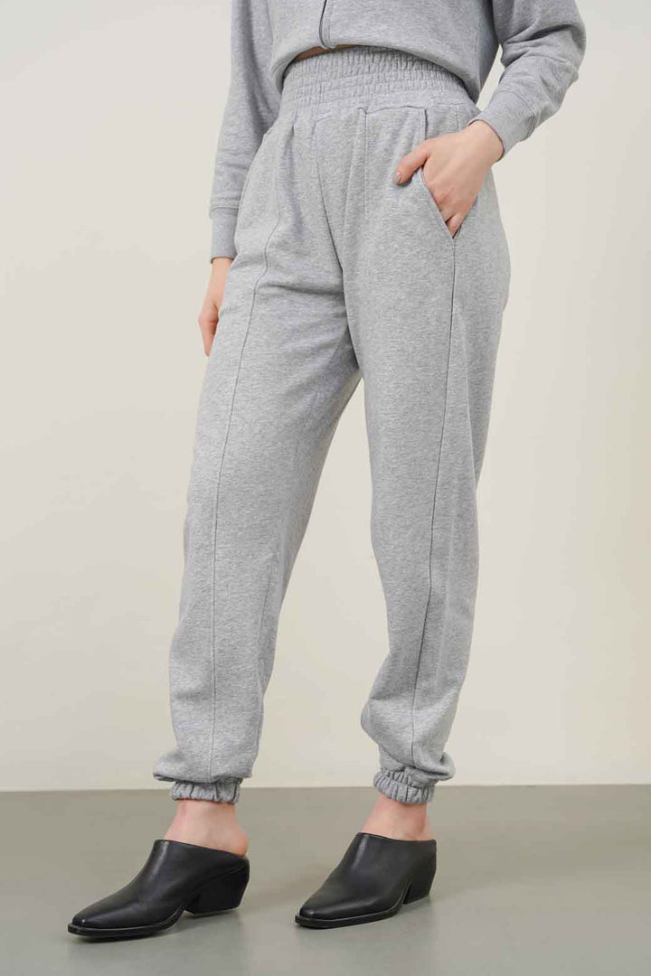 HEATHER GREY TROUSER WITH ELASTICATED HEM