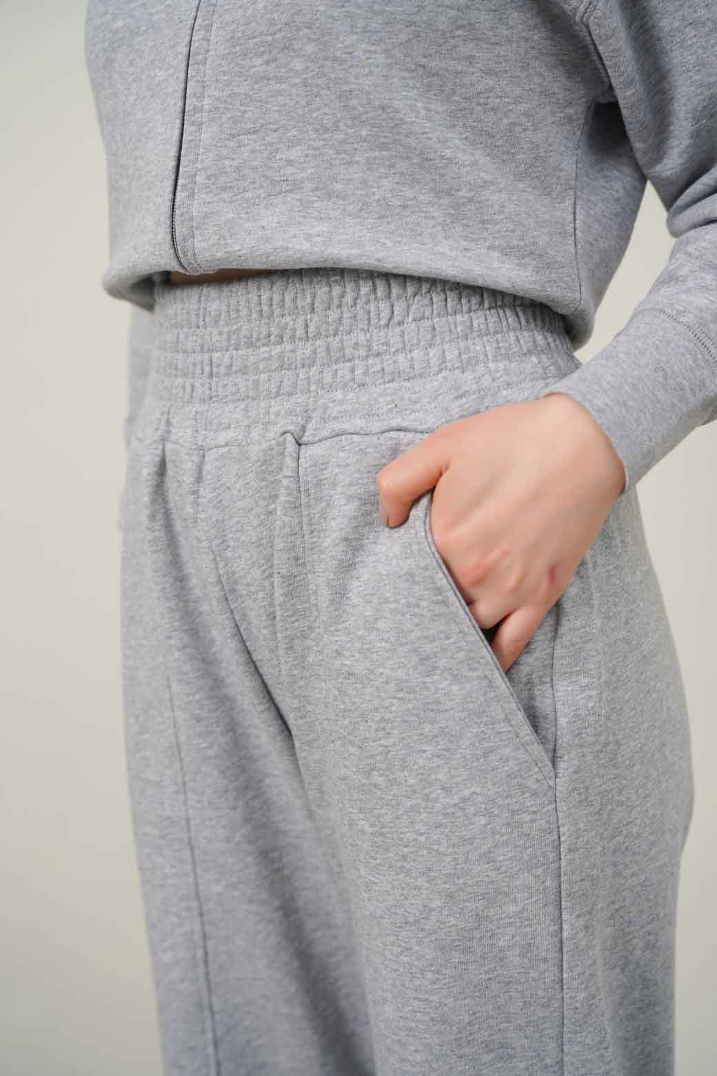 HEATHER GREY TROUSER WITH ELASTICATED HEM