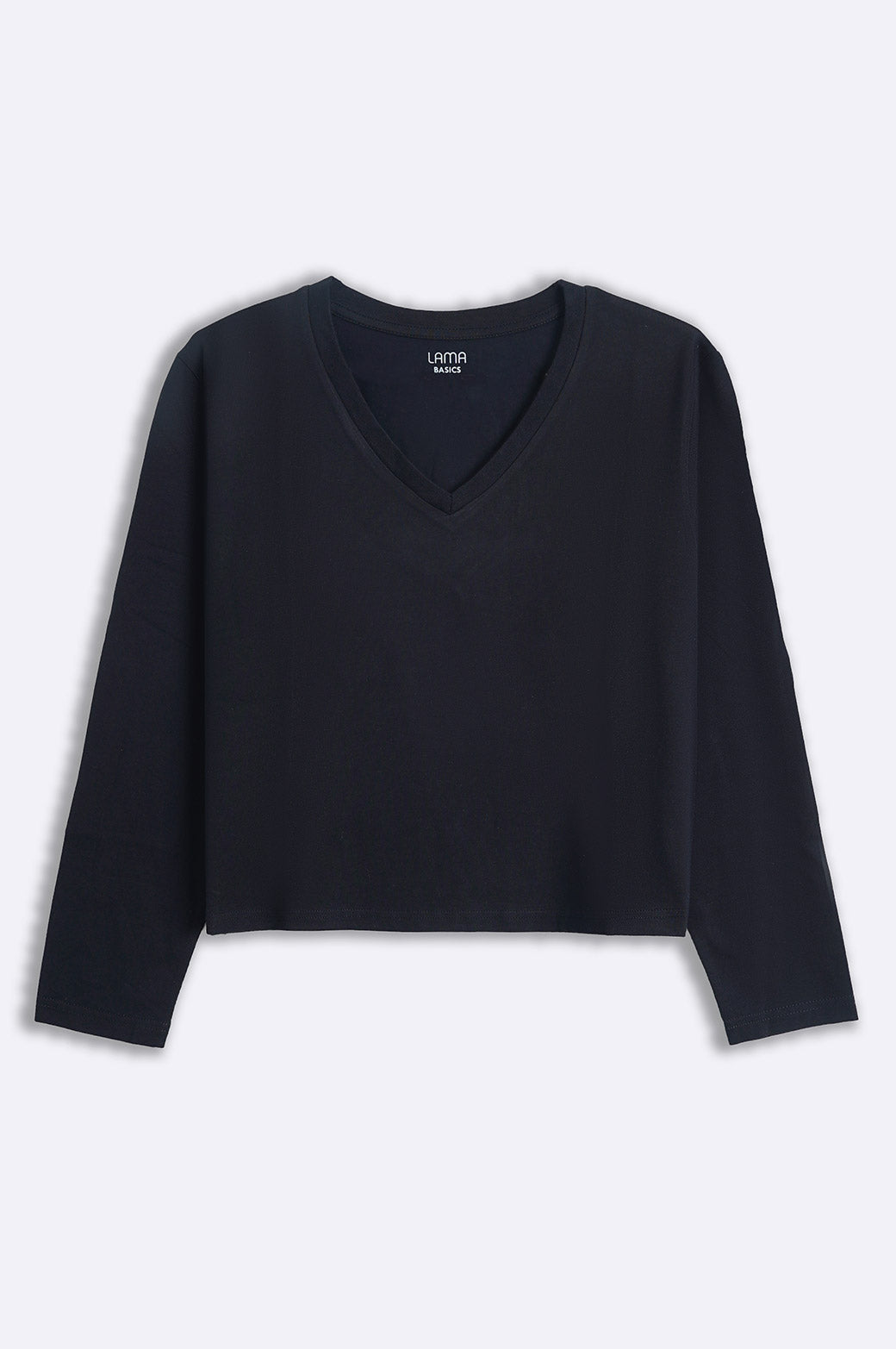 BLACK CASUAL V-NECK T-SHIRT