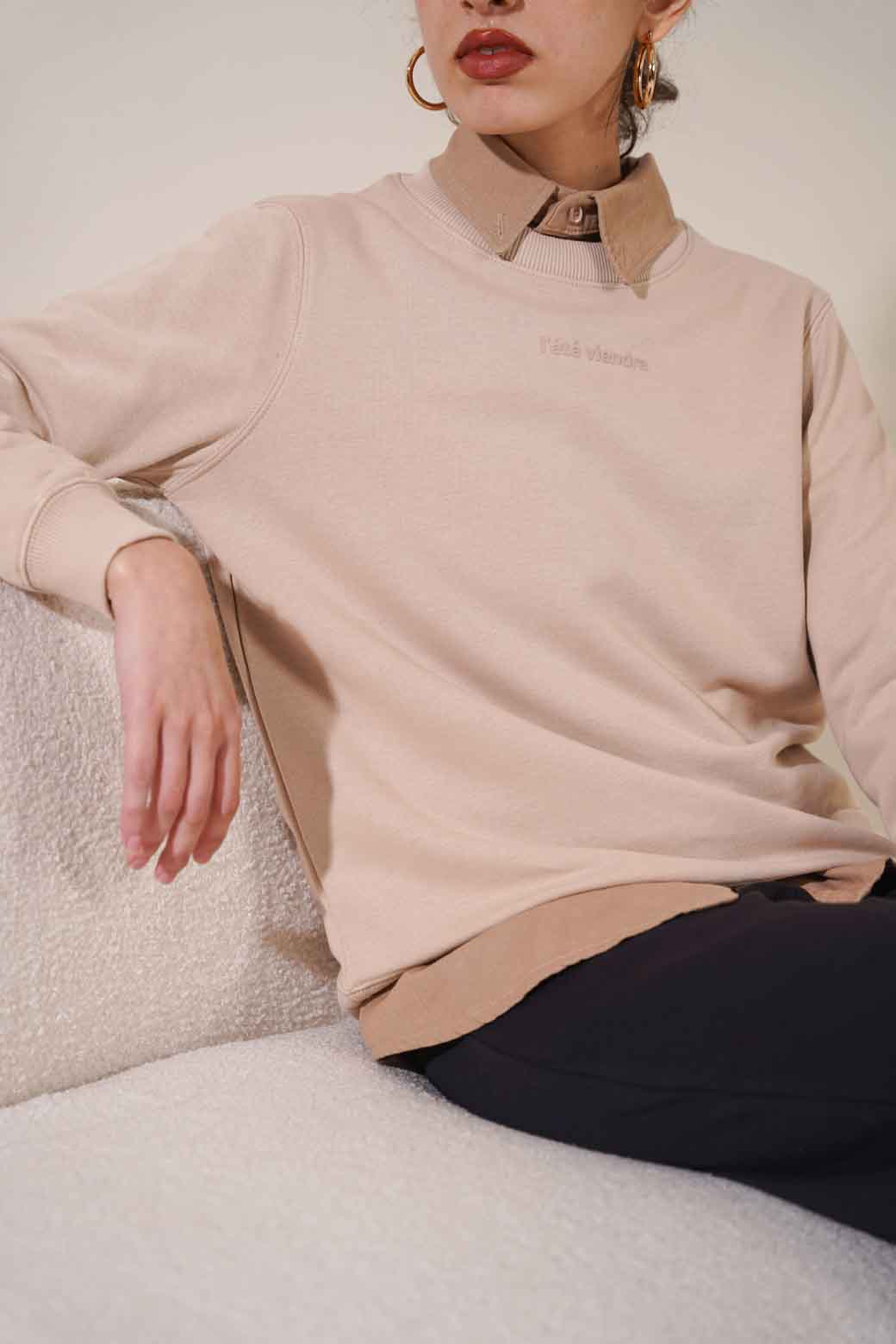 BEIGE CASUAL SWEATSHIRT